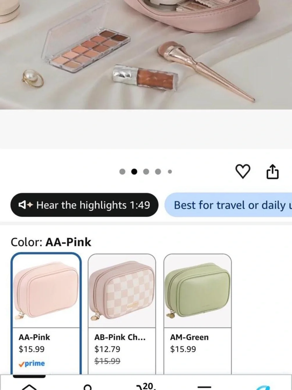 Chic Everyday Cosmetic Pouch in Blush